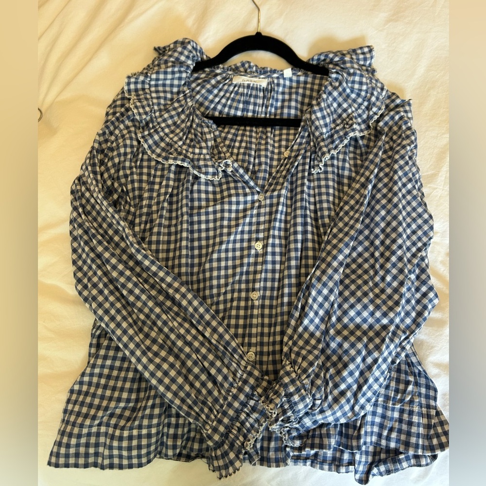 Doen checkered ruffle shirt